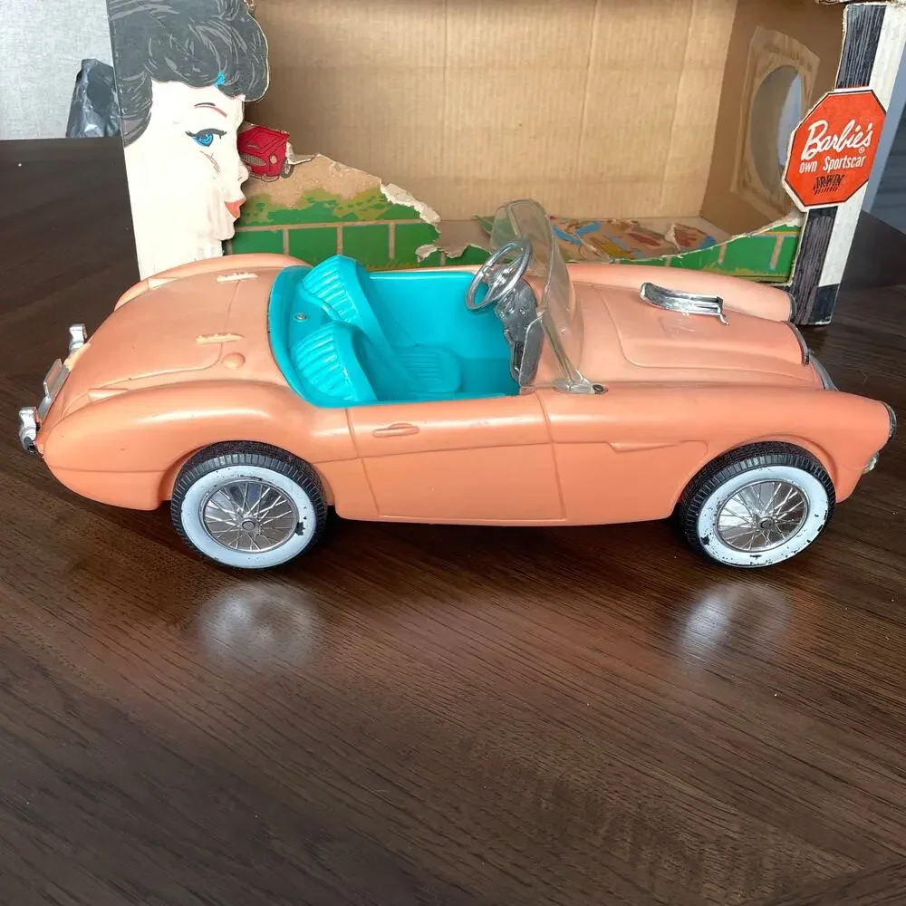 Vintage Barbie Austin Healey Convertible Sports Car 1962 w/ Box Irwin Toy FLAW